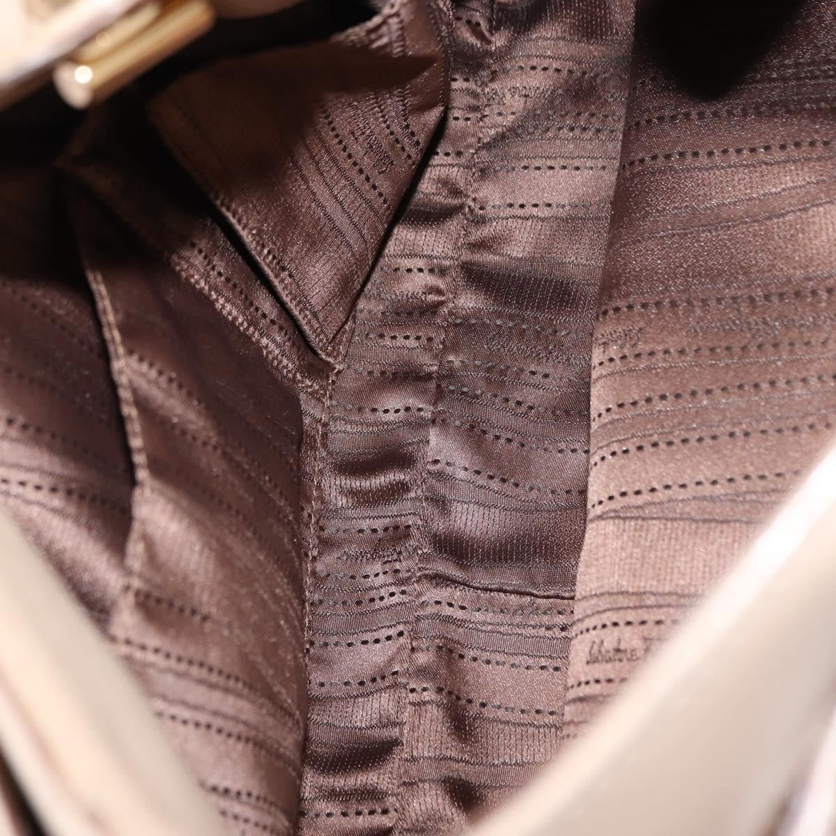 Salvatore Ferragamo Betulla Chain Leather Beige Leather Tote Bag Bag (Pre-Owned)