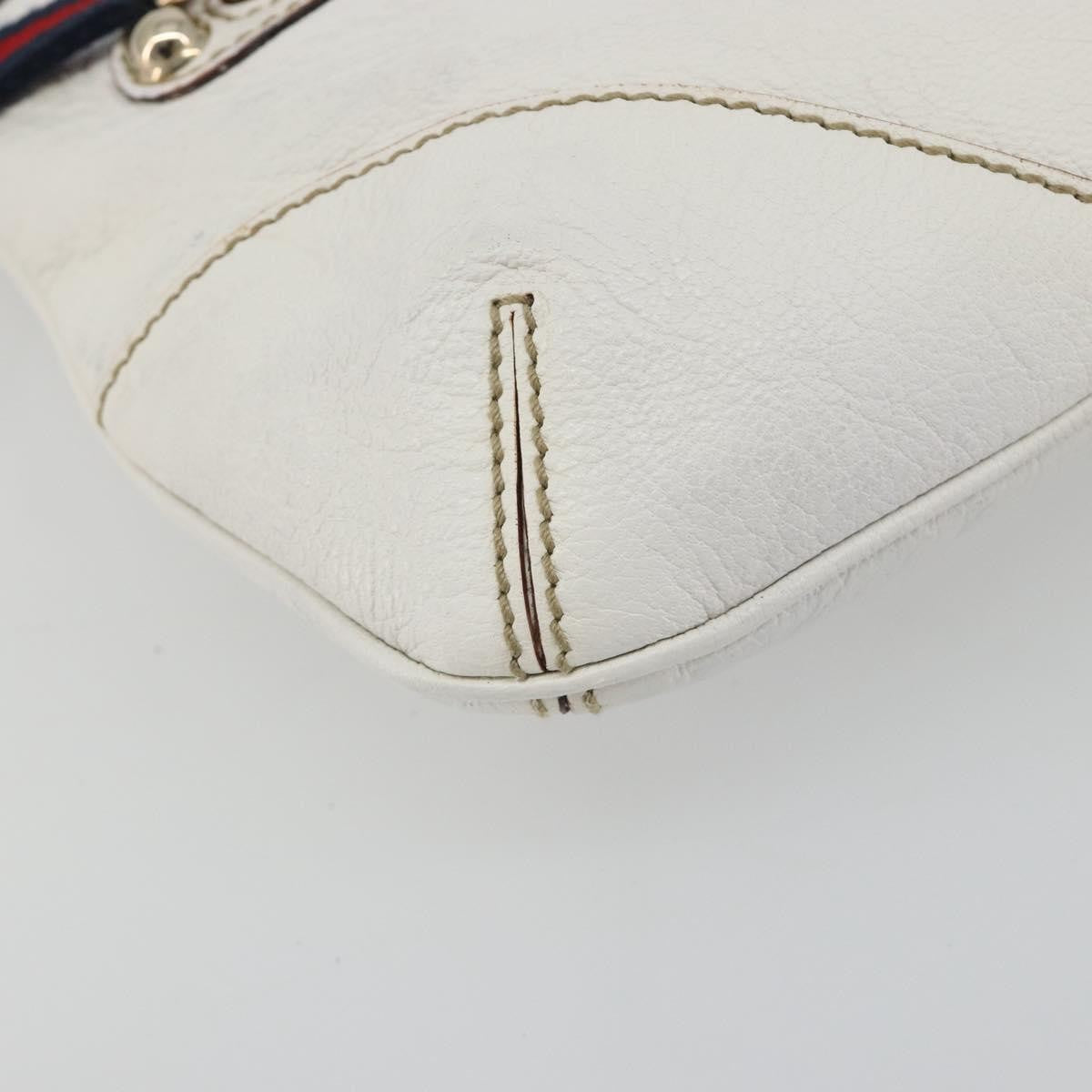 Gucci Sherry Line Chain Leather White Leather Tote Bag Bag (Pre-Owned)