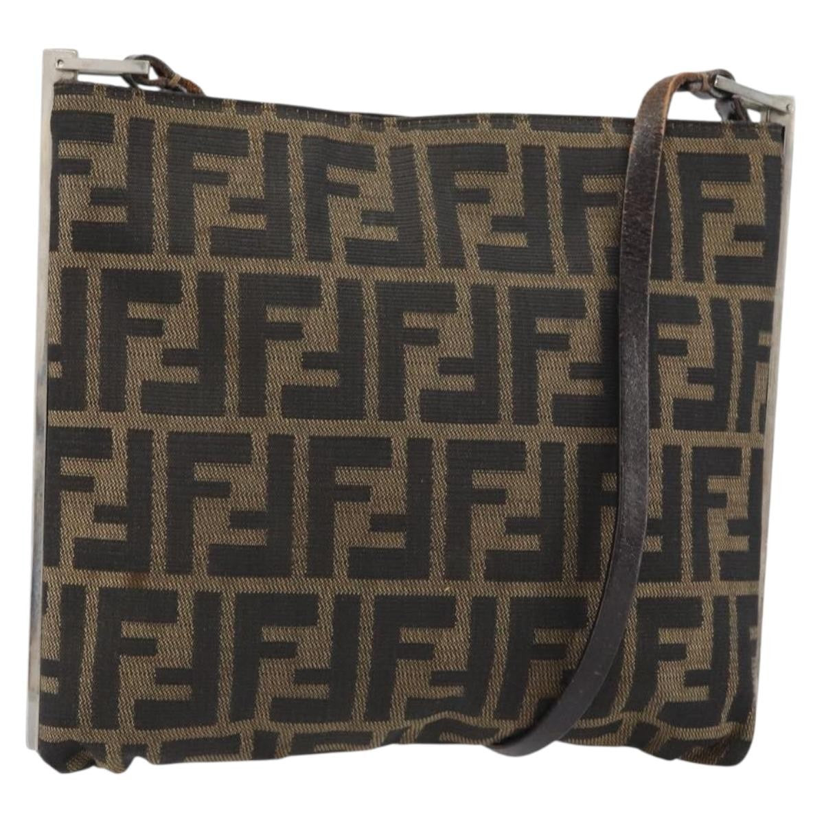 Fendi Vintage Shoulderbag Canvas Brown Canvas Shoulder Bag Bag (Pre-Owned)