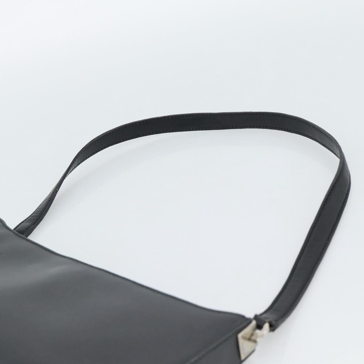 Salvatore Ferragamo Gancini Leather Black Leather Shoulder Bag Bag (Pre-Owned)