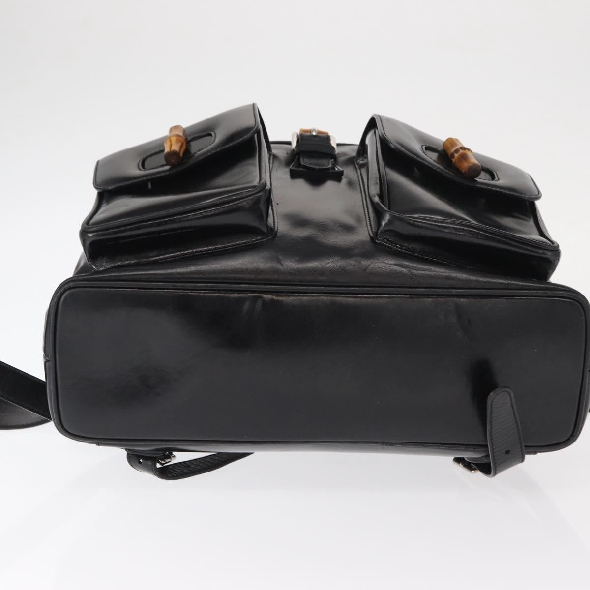 Gucci Vintage Bamboo Leather Black Leather Backpack Bag (Pre-Owned)