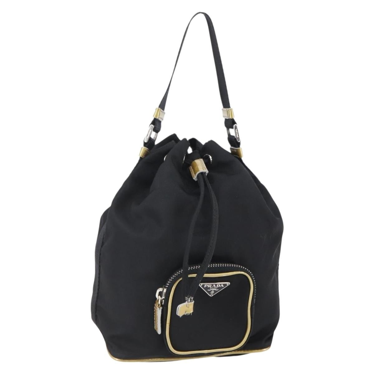 Prada Duet Drawstring Bucket Tessuto Black Nylon Bag (Pre-Owned)