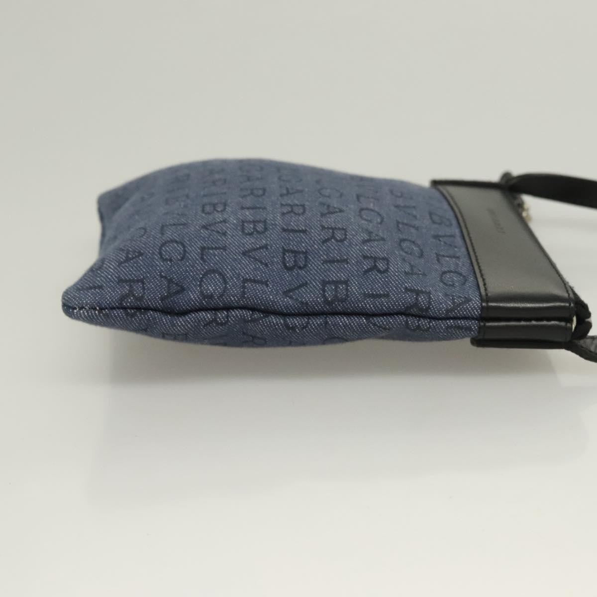 Bvlgari Logomania Canvas With Leather Blue Canvas Shoulder Bag Bag (Pre-Owned)