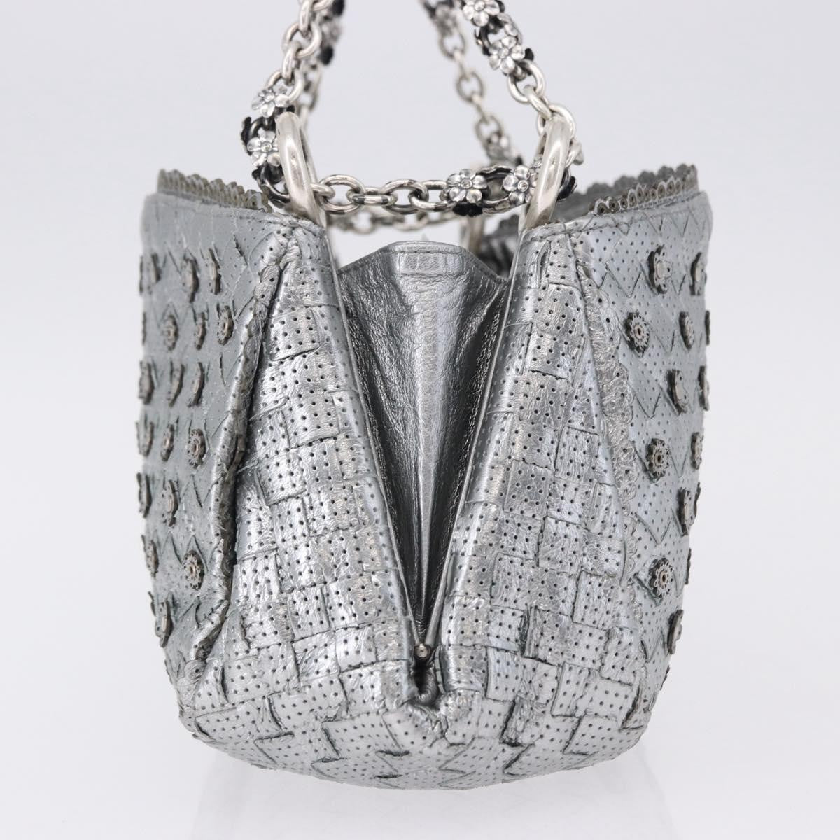 Bottega Veneta Intrecciato Shoulder Leather Silver Leather Shoulder Bag Bag (Pre-Owned)