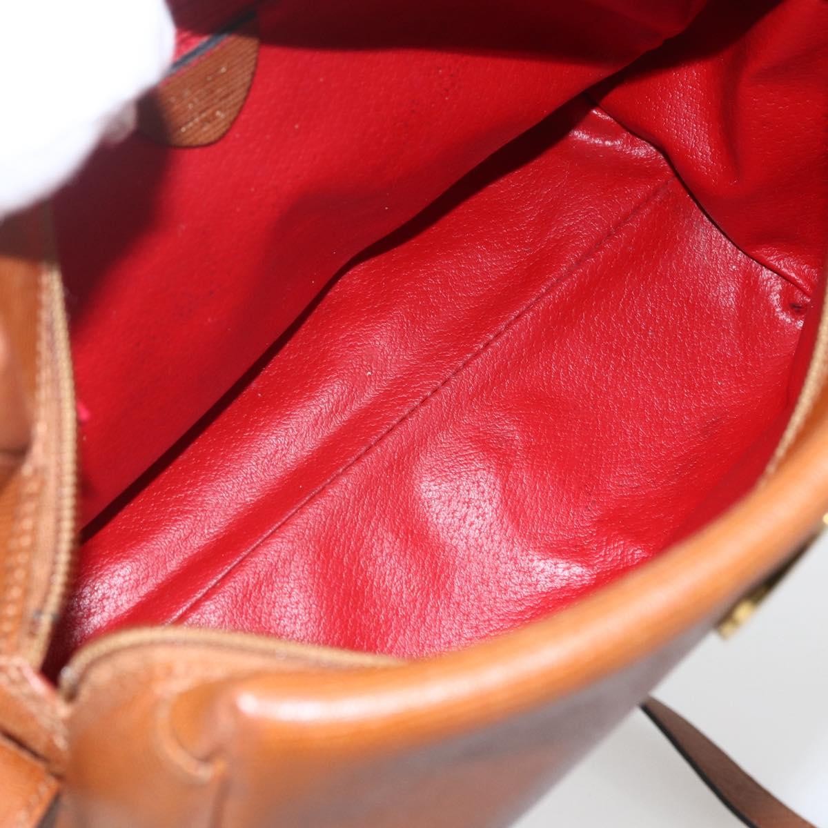 Celine Vintage Circle Logo Leather Brown Leather Shoulder Bag Bag (Pre-Owned)