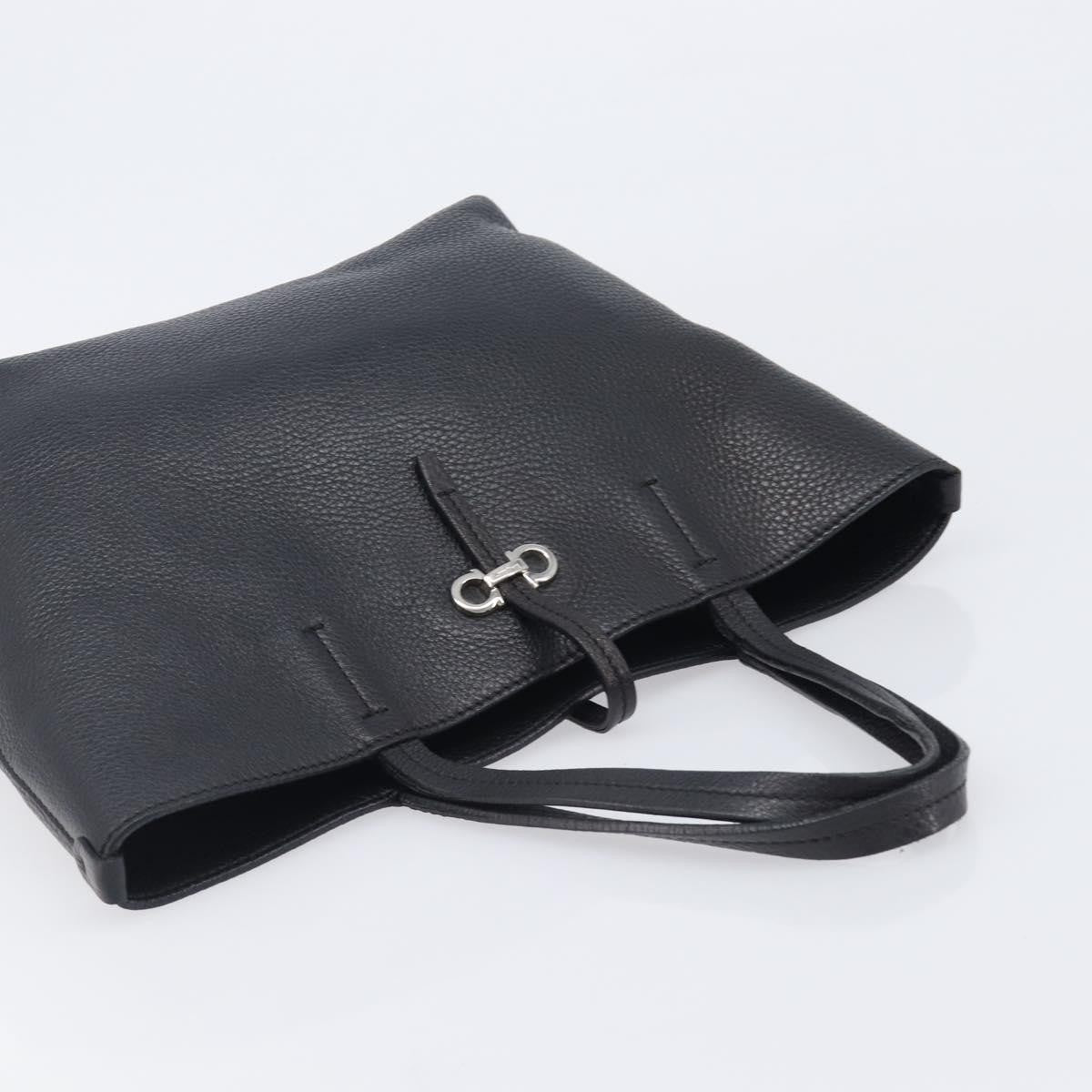 Salvatore Ferragamo Gancini Leather Black Leather Handbag (Pre-Owned)