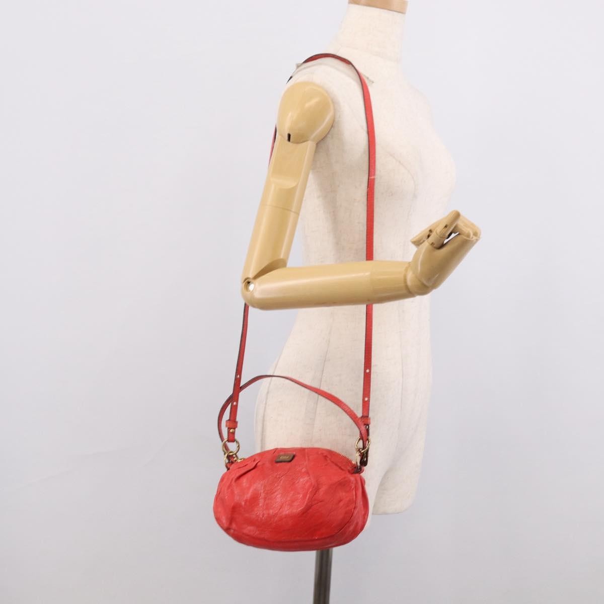 Chloe 2Way Shoulder Bag Leather Red Leather Shoulder Bag Bag (Pre-Owned)