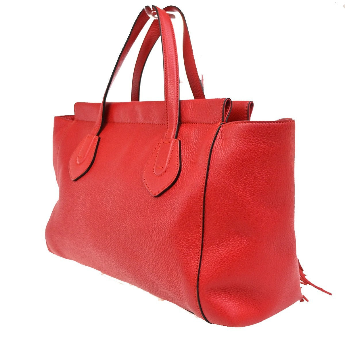 Gucci Lady Tassel Top Handle Leather Red Leather Tote Bag Bag (Pre-Owned)