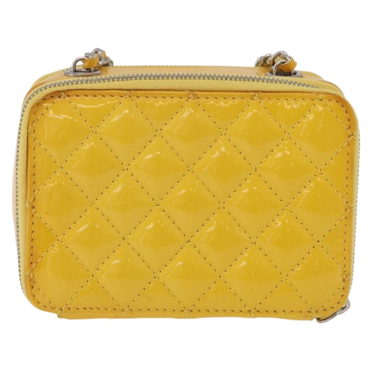 Chanel Pocket Box Camera Case Quilted Patent Yellow Patent_Leather Crossbody Bag Bag (Pre-Owned)