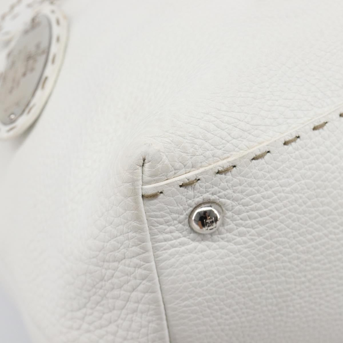 Fendi Selleria 2Bag Leather White Leather Handbag (Pre-Owned)