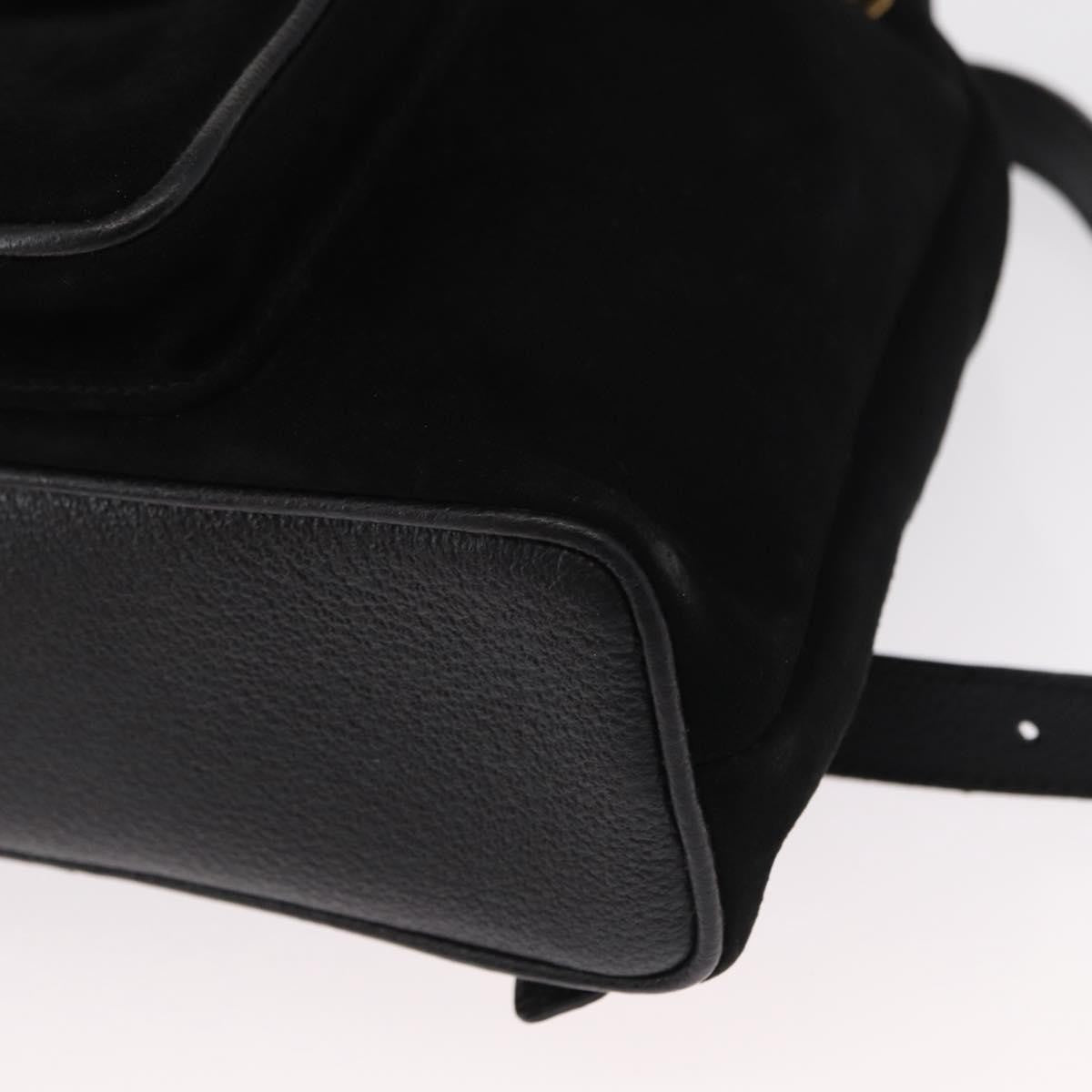 Gucci Vintage Bamboo Suede Black Suede Backpack Bag (Pre-Owned)