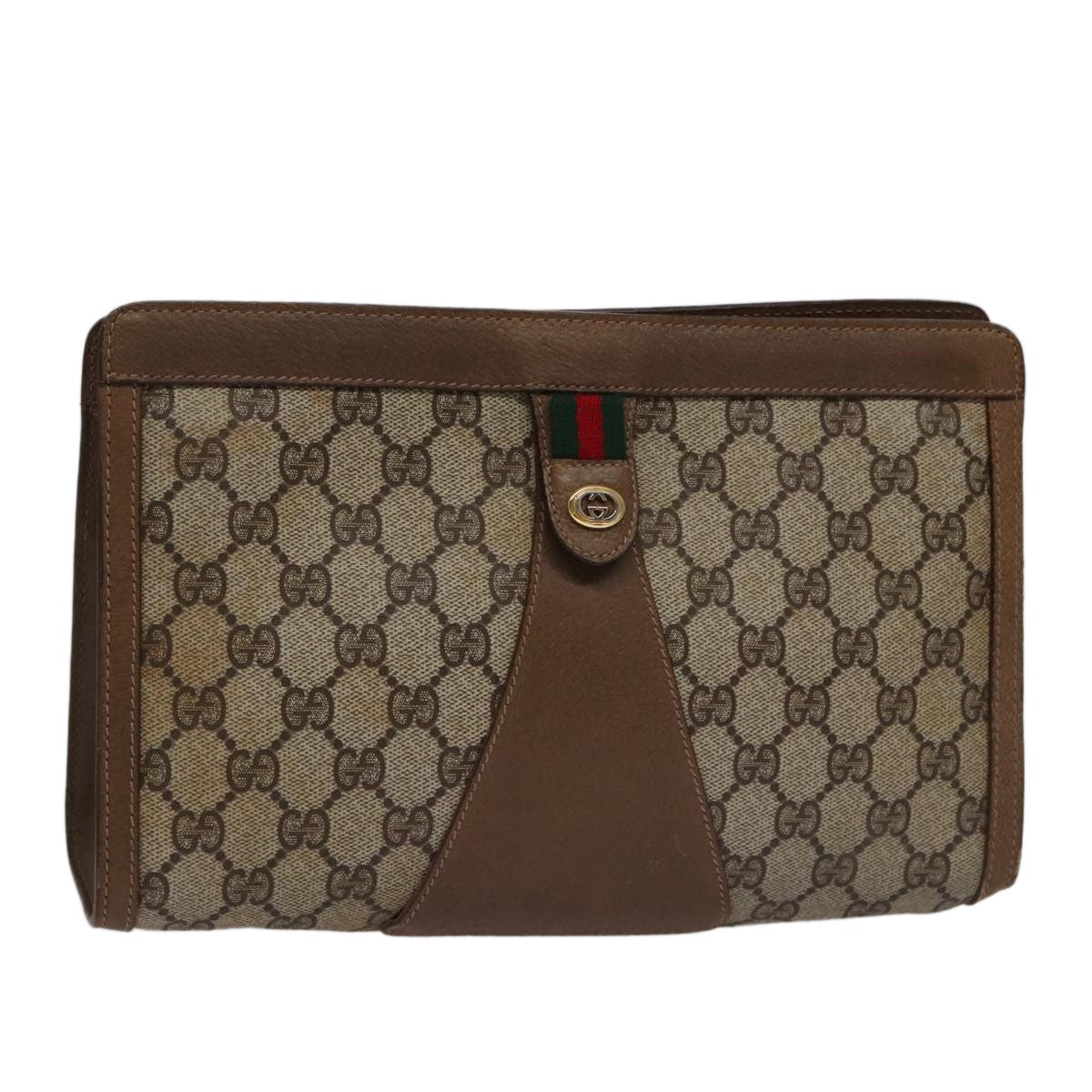 Gucci Sherry Line Canvas Beige Canvas Clutche & Pouche Bag (Pre-Owned)