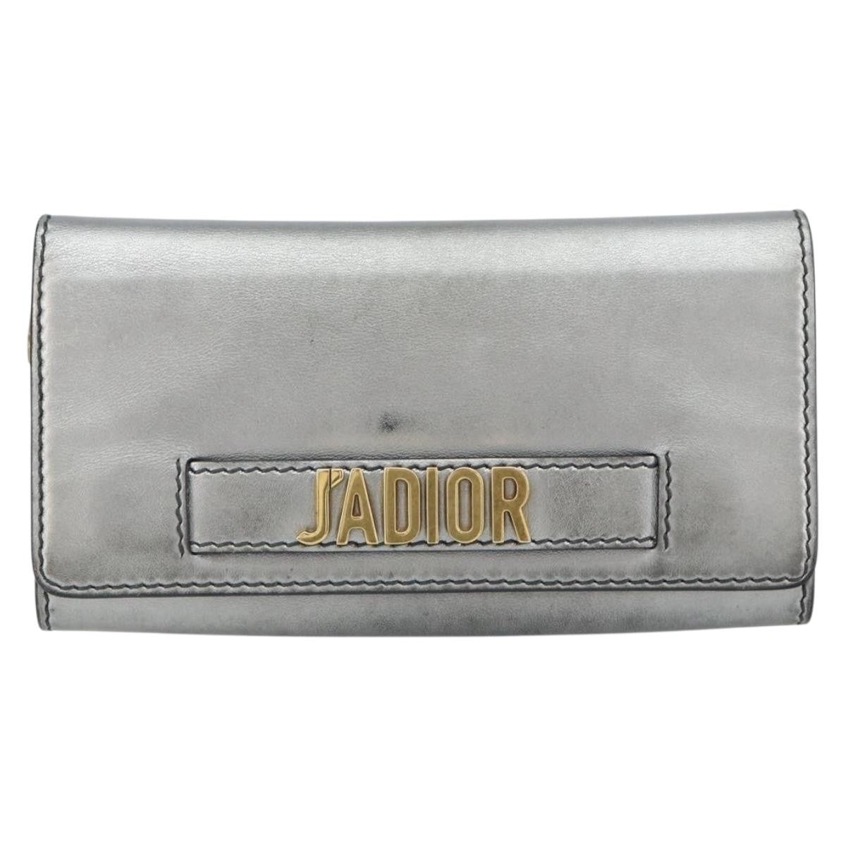 Christian Dior J'adior Croisiere Chain Leather Silver Leather Clutche & Pouche Bag (Pre-Owned)