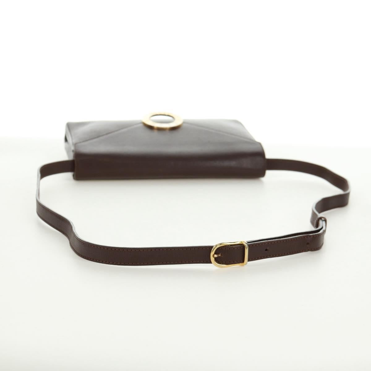 Celine Circle Logo Leather Brown Leather Shoulder Bag Bag (Pre-Owned)