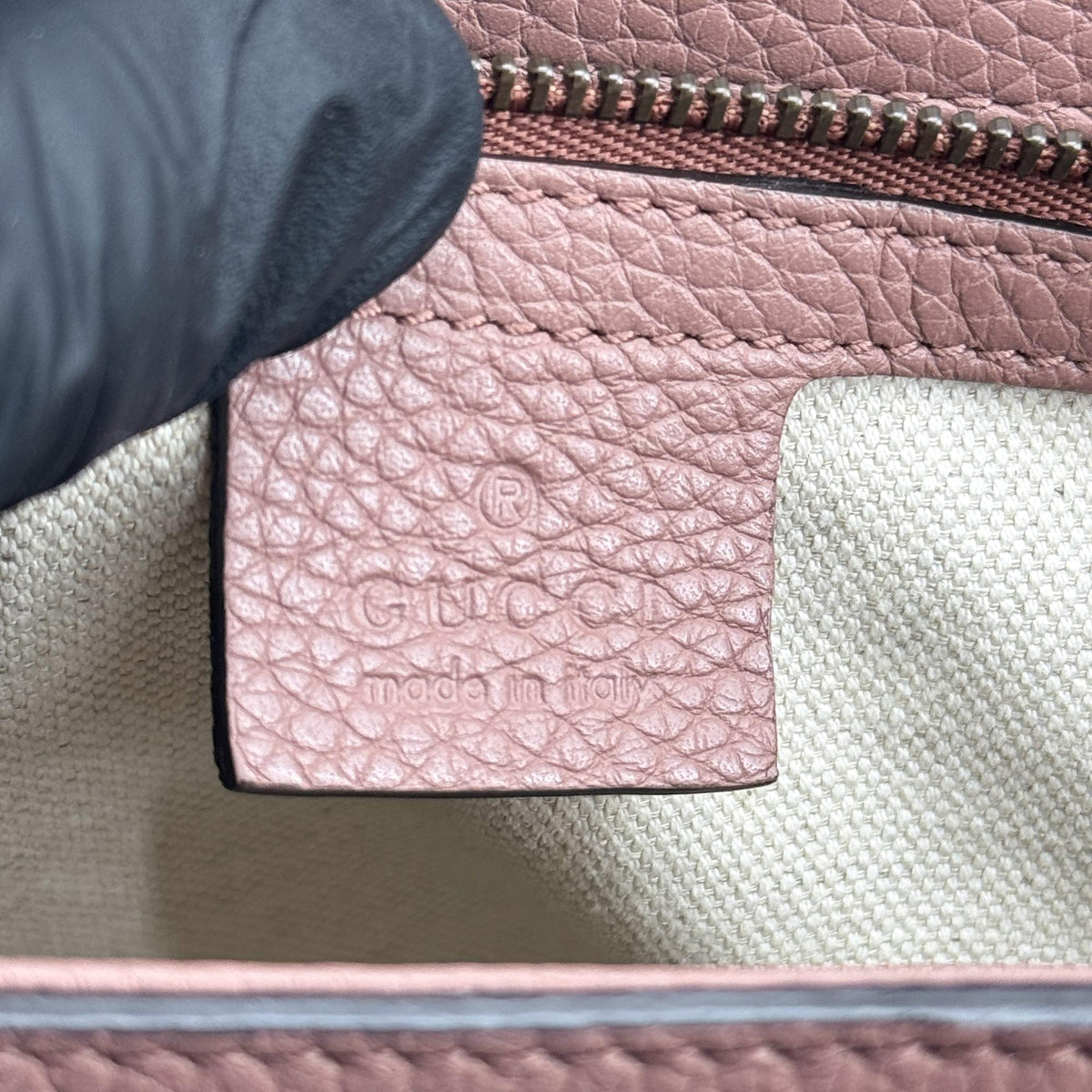 Gucci Gg Marmont Top Handle Leather Pink Leather Handbag (Pre-Owned)