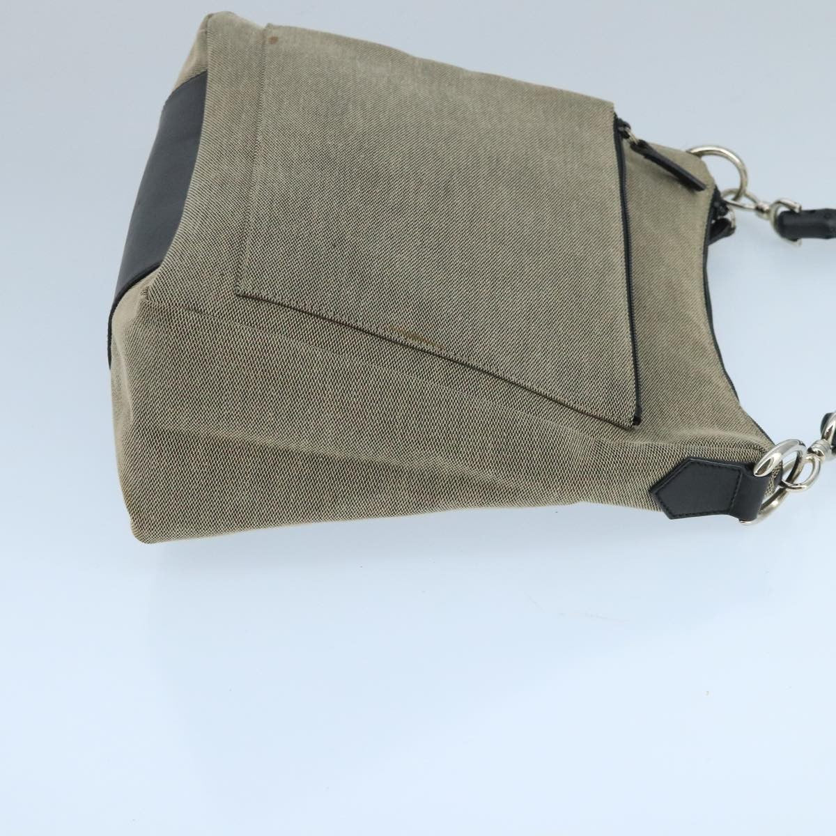 Gucci Vintage Bamboo Shoulder Canvas Beige Canvas Shoulder Bag Bag (Pre-Owned)