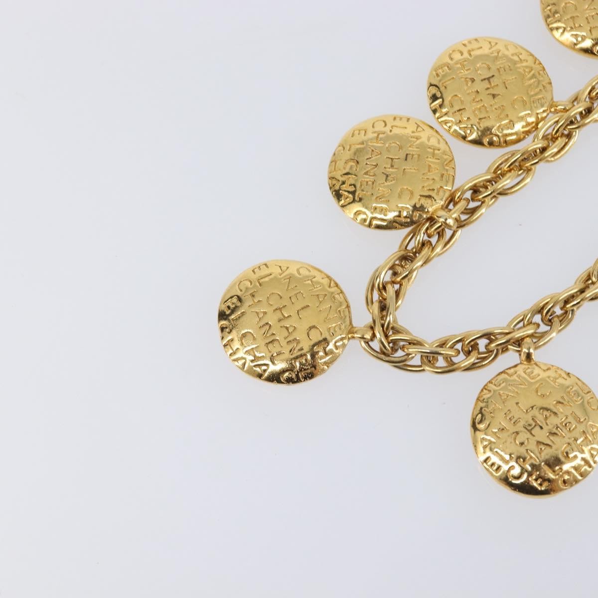 Chanel Vintage Diamond Coco Mademoiselle Long Metal Gold Metal Necklace Jewelry (Pre-Owned)