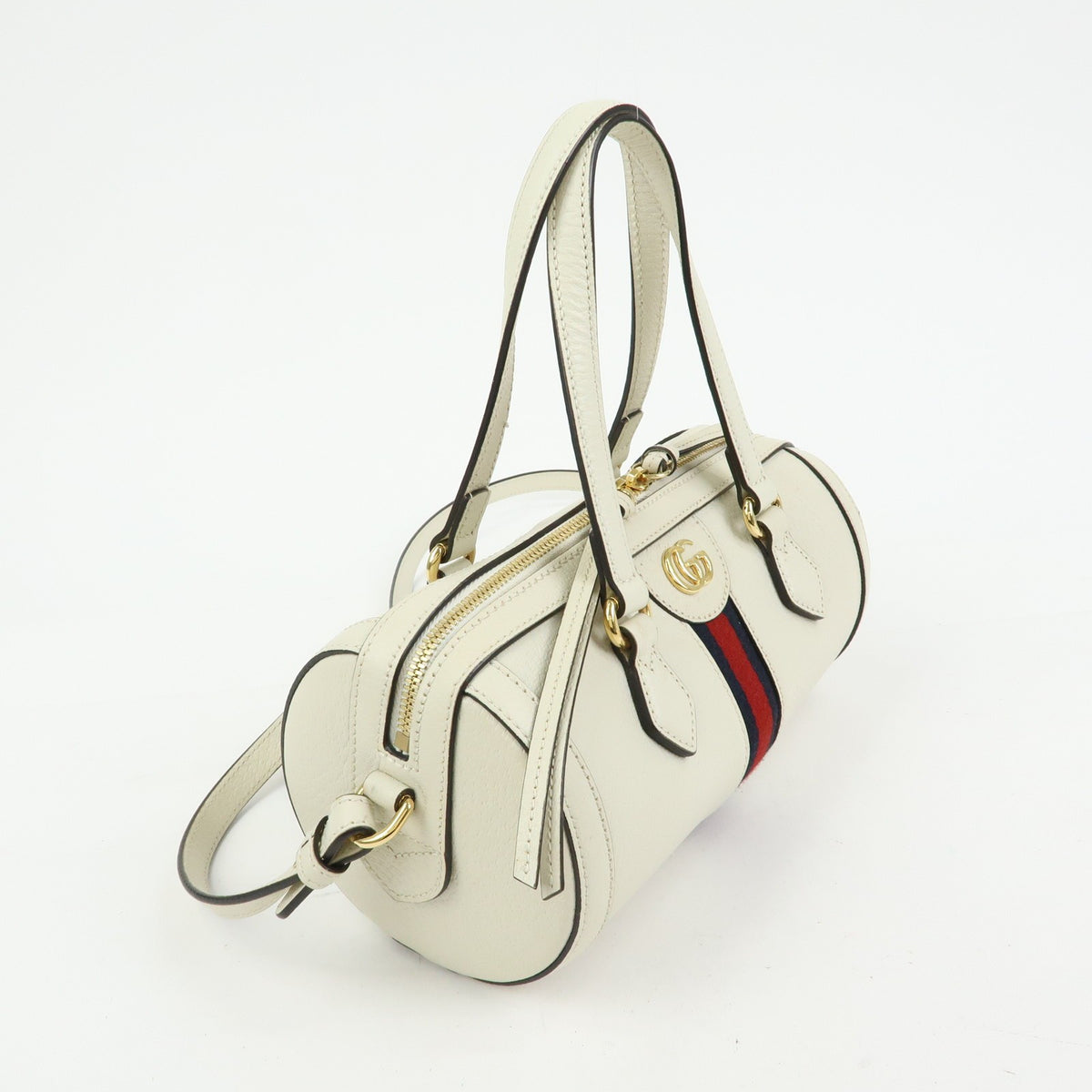 Gucci Ophidia Boston Leather White Leather Handbag (Pre-Owned)