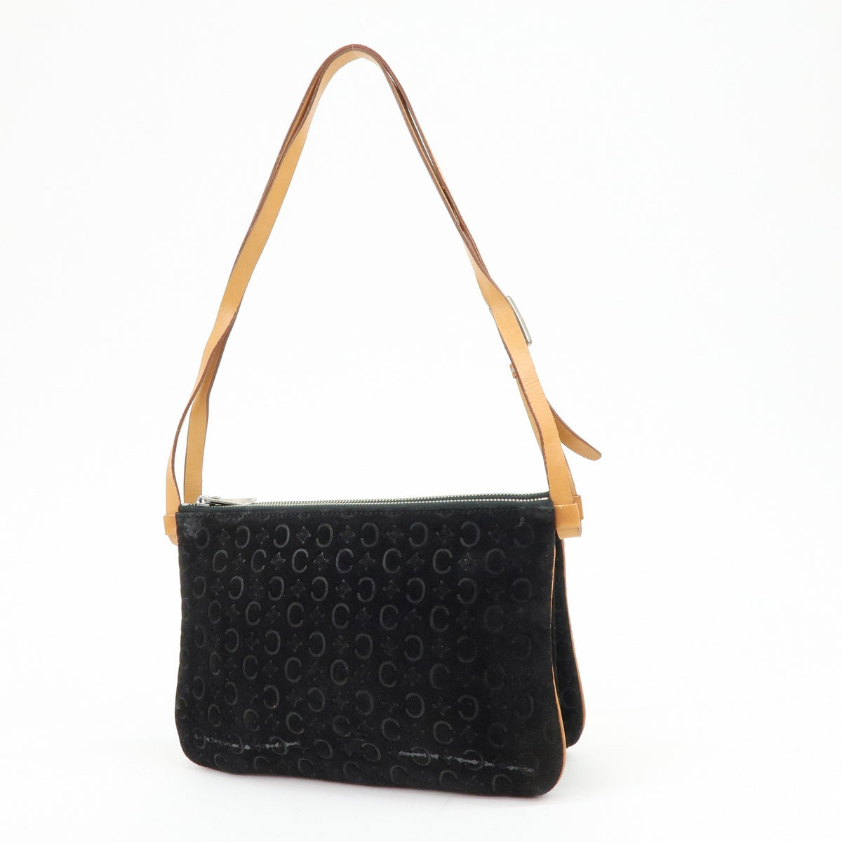 Celine C Macadam Shoulder Suede Black Suede Handbag (Pre-Owned)