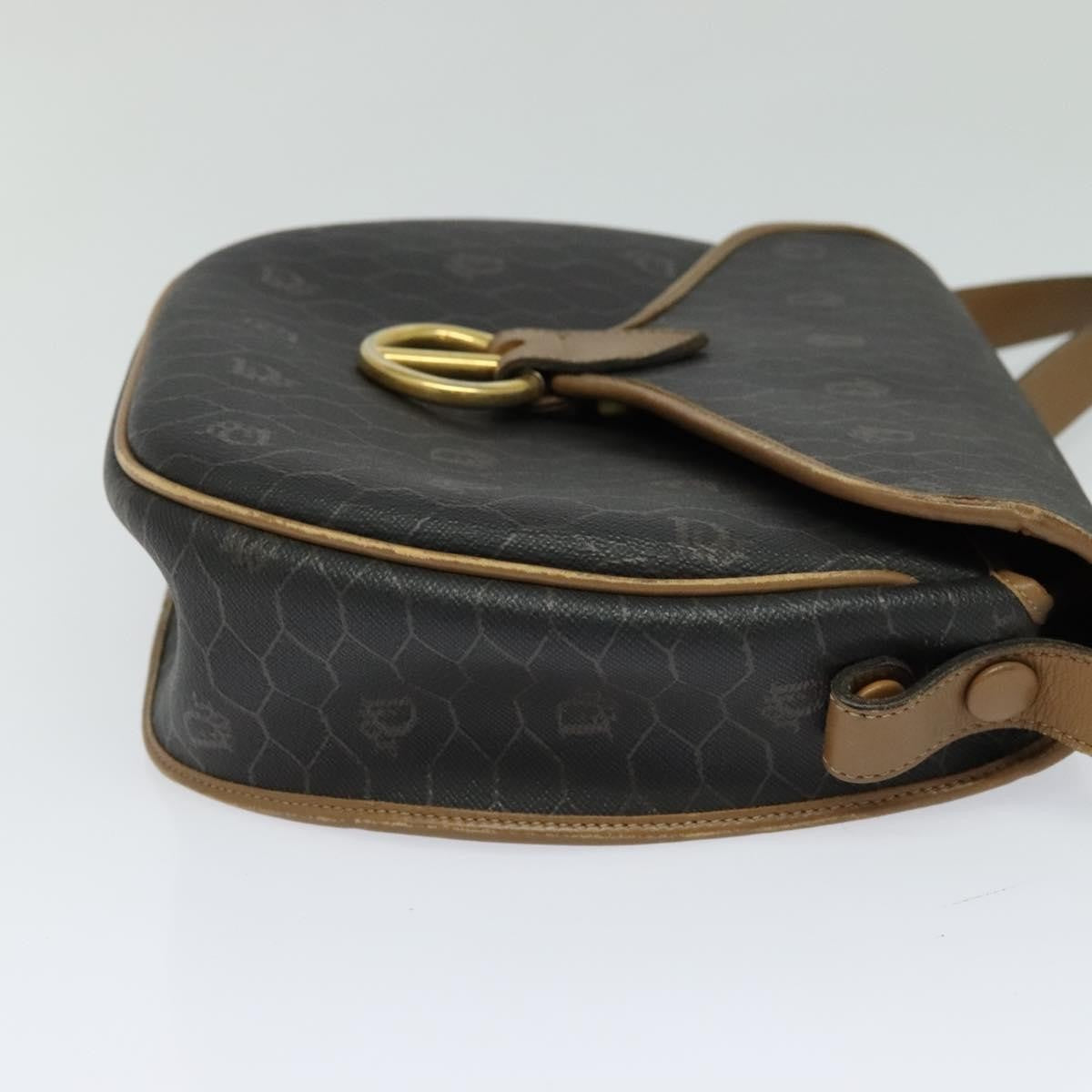 Christian Dior Vintage Honeycomb Flap Canvas And Leather Black Canvas Shoulder Bag Bag (Pre-Owned)
