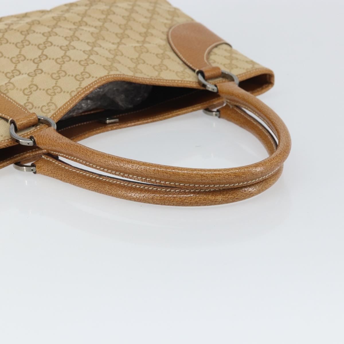 Gucci Vintage Ring Tote Gg Canvas With Leather Beige Canvas Tote Bag Bag (Pre-Owned)