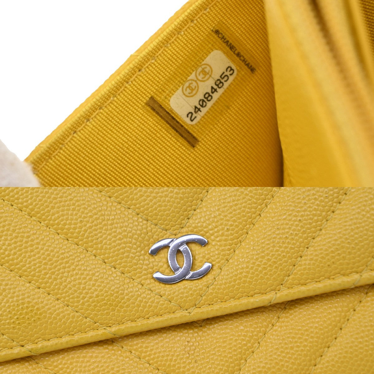Chanel Wallet On Chain Quilted Caviar Yellow Calfskin Crossbody Bag Bag (Pre-Owned)