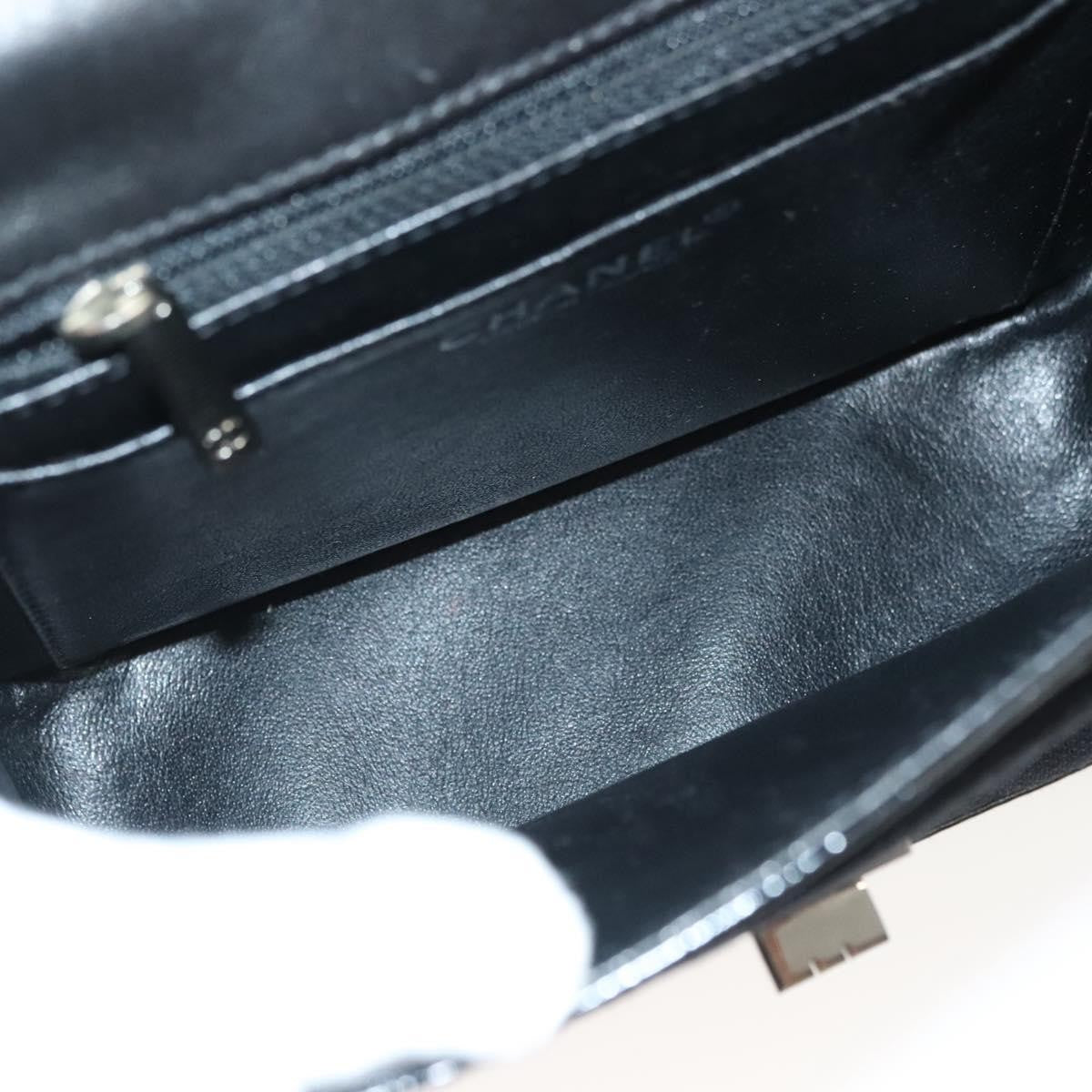 Chanel Vintage Mademoiselle Flap Quilted Canvas With Patent Black Canvas Shoulder Bag Bag (Pre-Owned)