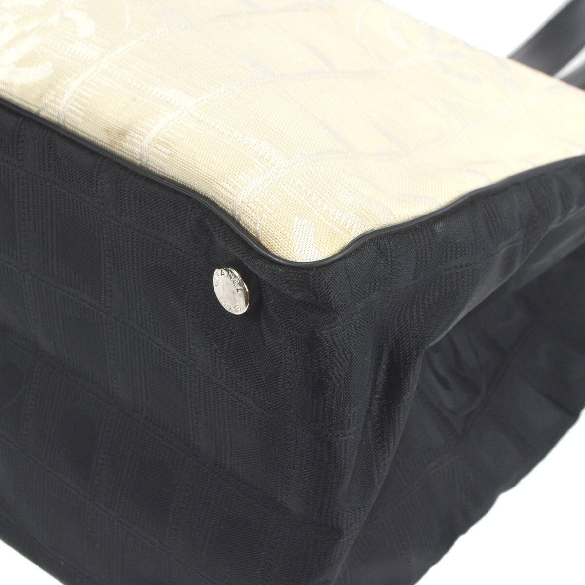 Chanel Travel Line Nylon White Nylon Tote Bag Bag (Pre-Owned)