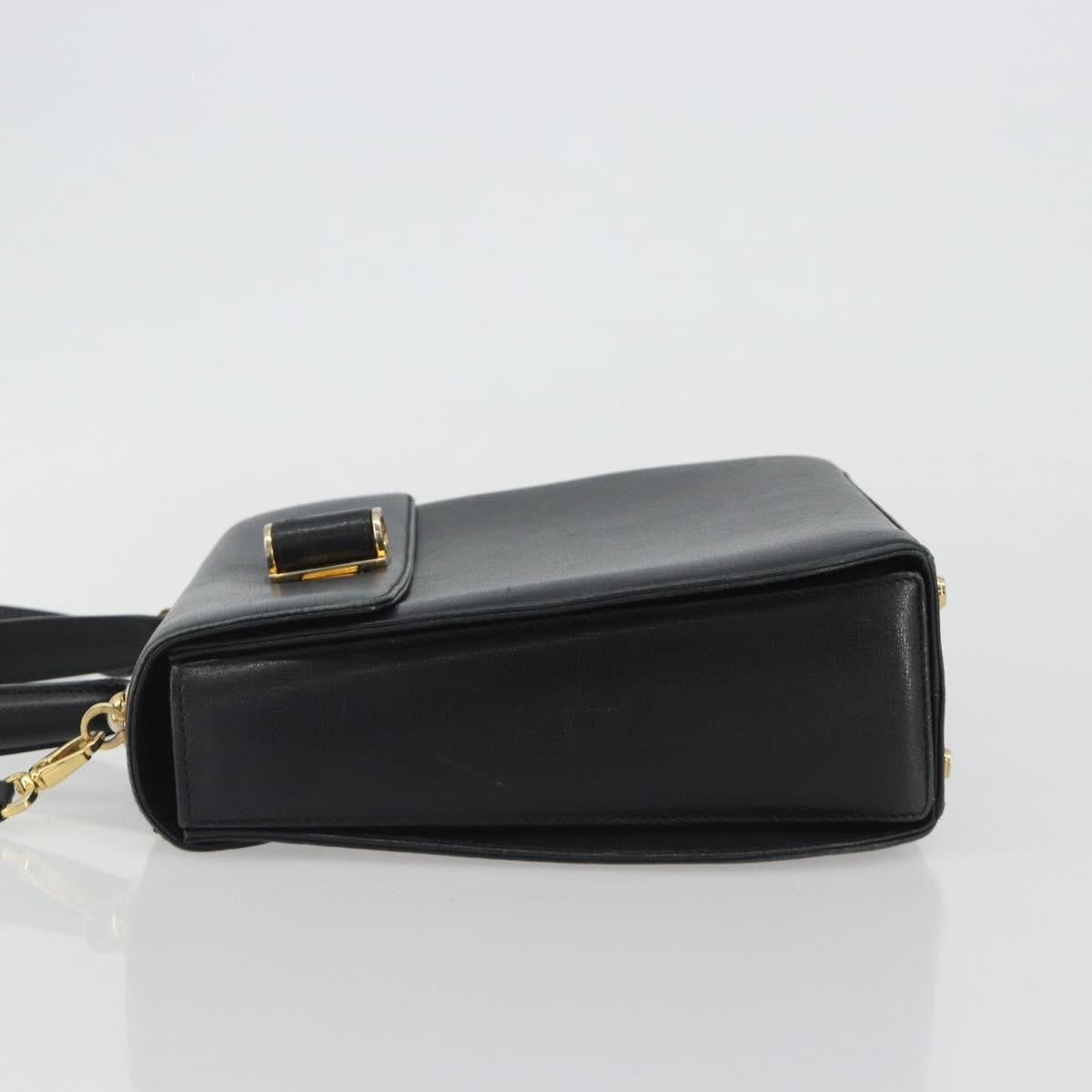 Salvatore Ferragamo Gancini Leather Black Leather Handbag (Pre-Owned)