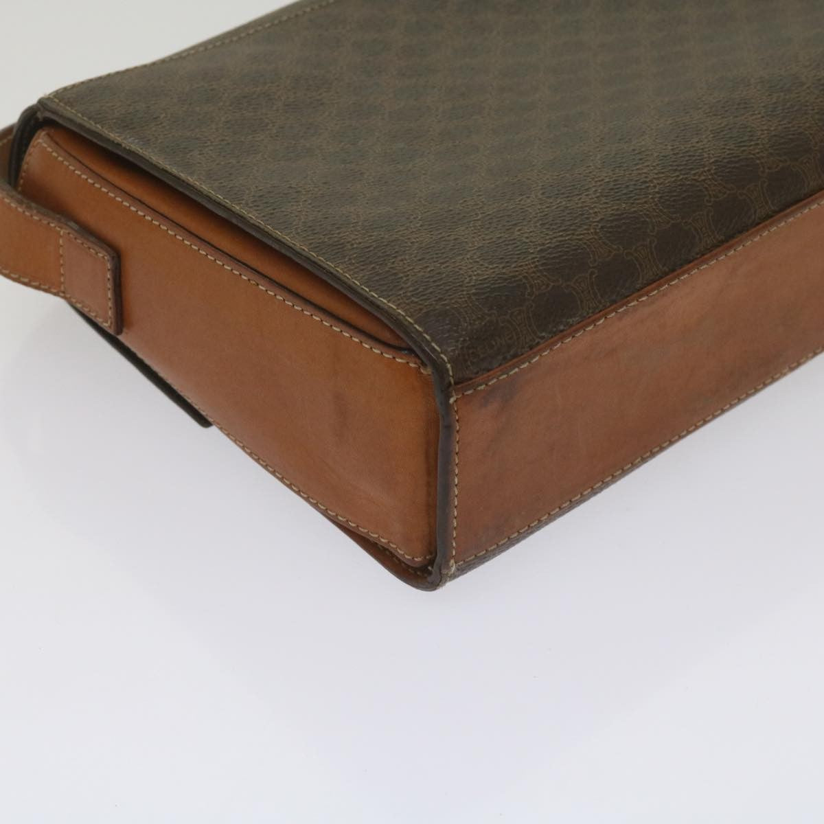Celine Vintage Macadam Circle Logo Canvas And Leather Brown Canvas Shoulder Bag Bag (Pre-Owned)