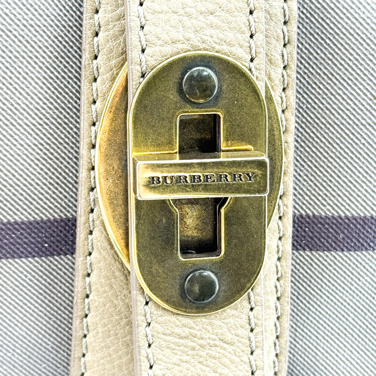 Burberry Ashwood Convertible Hobo House Check Canvas Beige Suede Shoulder Bag Bag (Pre-Owned)