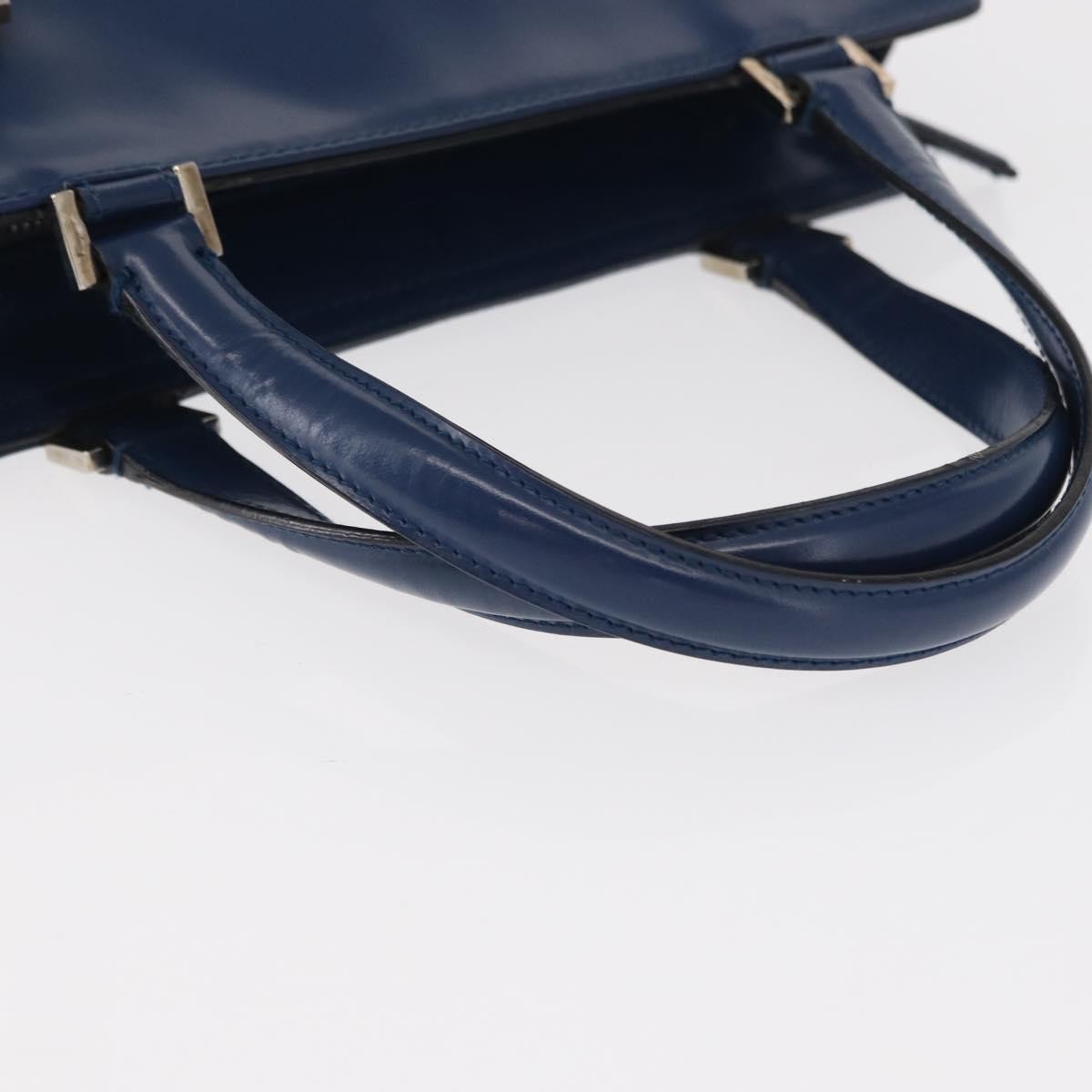 Salvatore Ferragamo Double Gancini Side Buckle Leather Blue Leather Handbag (Pre-Owned)