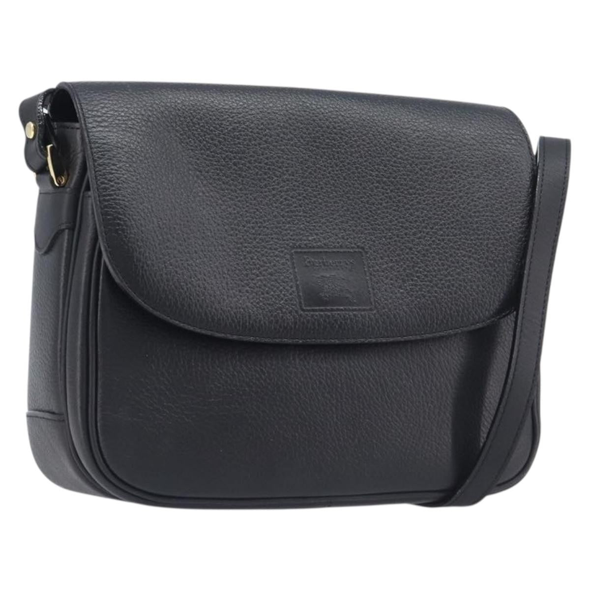 Burberry Shoulder Leather Black Leather Shoulder Bag Bag (Pre-Owned)