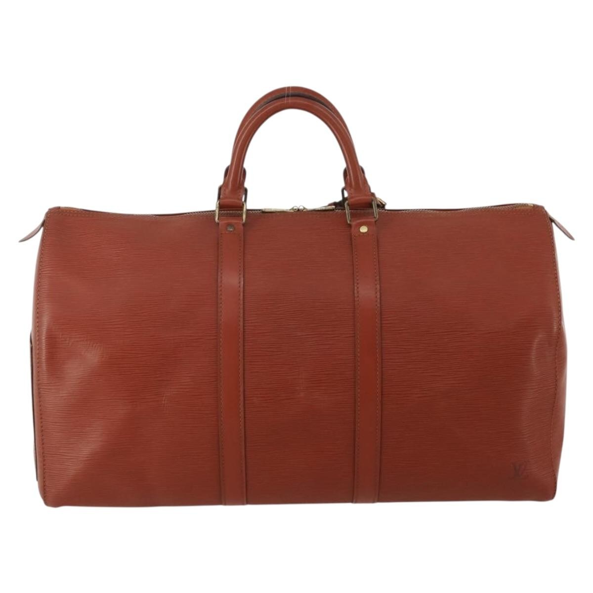 Louis Vuitton Keepall Bag Epi Leather Brown Leather Travel Bag Bag (Pre-Owned)