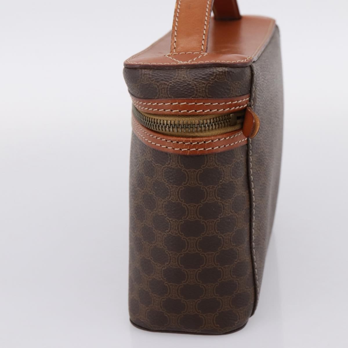 Celine Top Handle Vanity Box Triomphe Coated Canvas Brown Canvas Handbag (Pre-Owned)