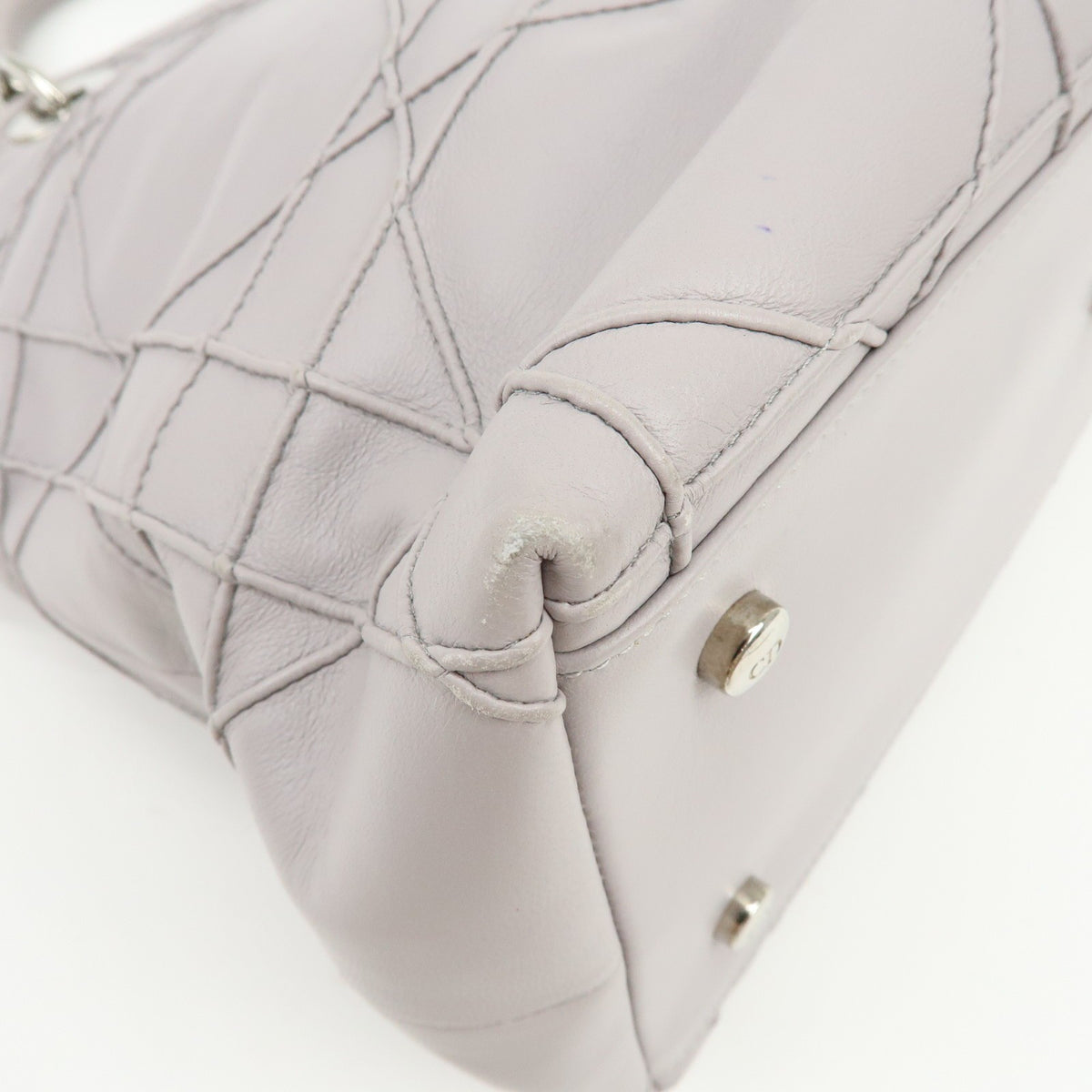 Christian Dior Granville Satchel Cannage Quilt Leather Purple Leather Handbag (Pre-Owned)