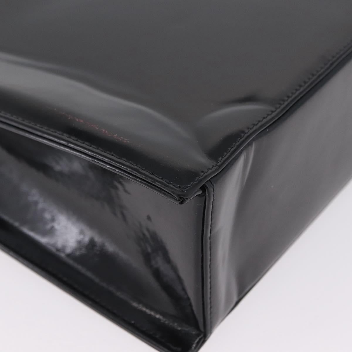 Chanel Vintage Cc Box Flap Leather Black Patent_Leather Handbag (Pre-Owned)