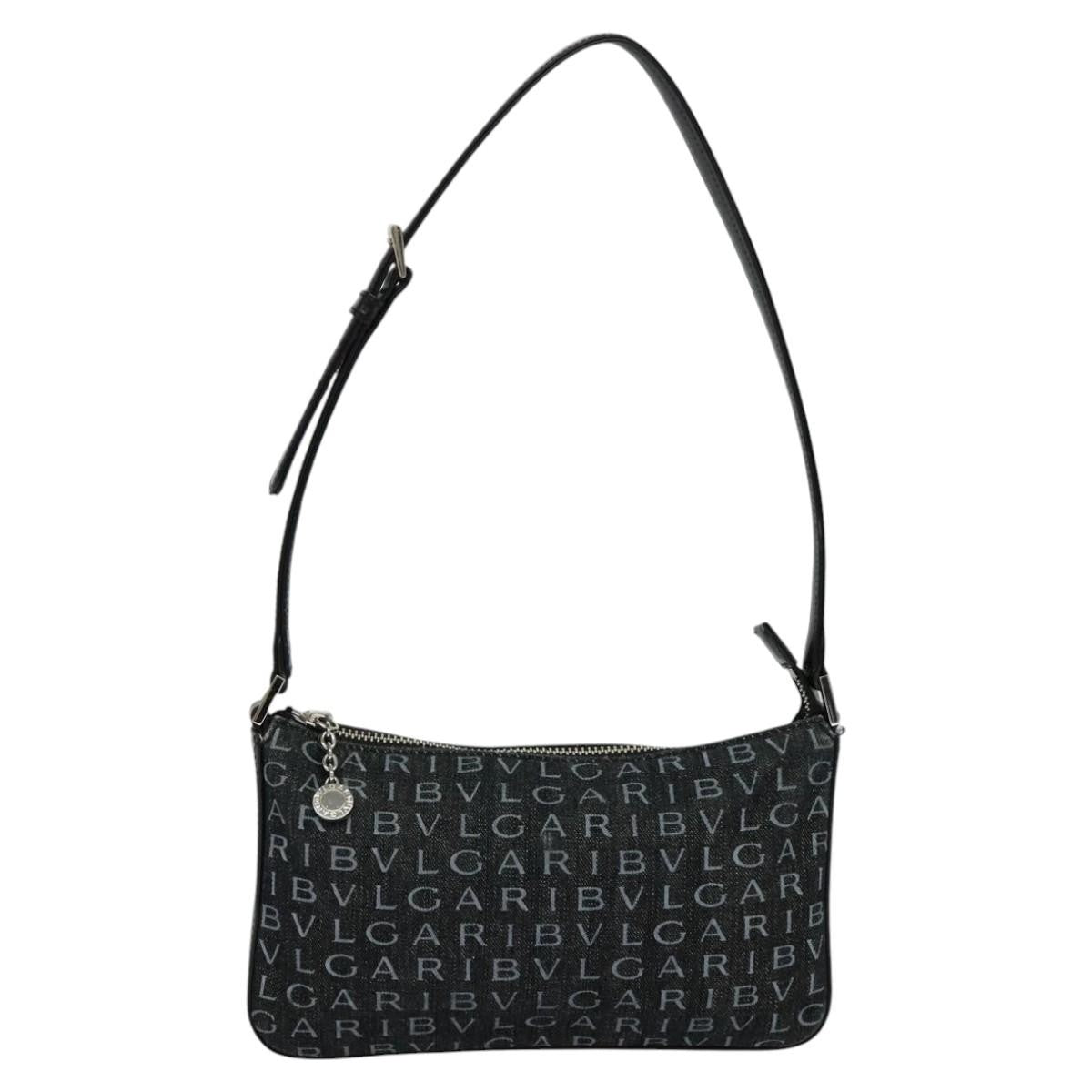 Bvlgari Logomania Canvas Black Canvas Shoulder Bag Bag (Pre-Owned)