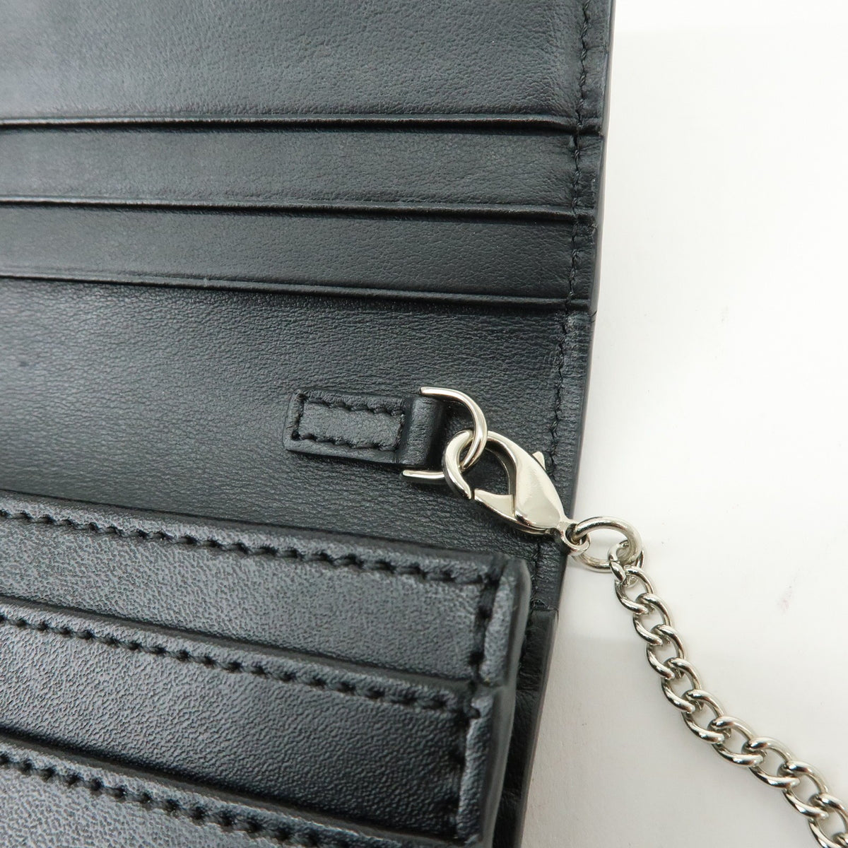 Fendi Continental Wallet On Chain Studded Leather Black Leather Crossbody Bag Bag (Pre-Owned)