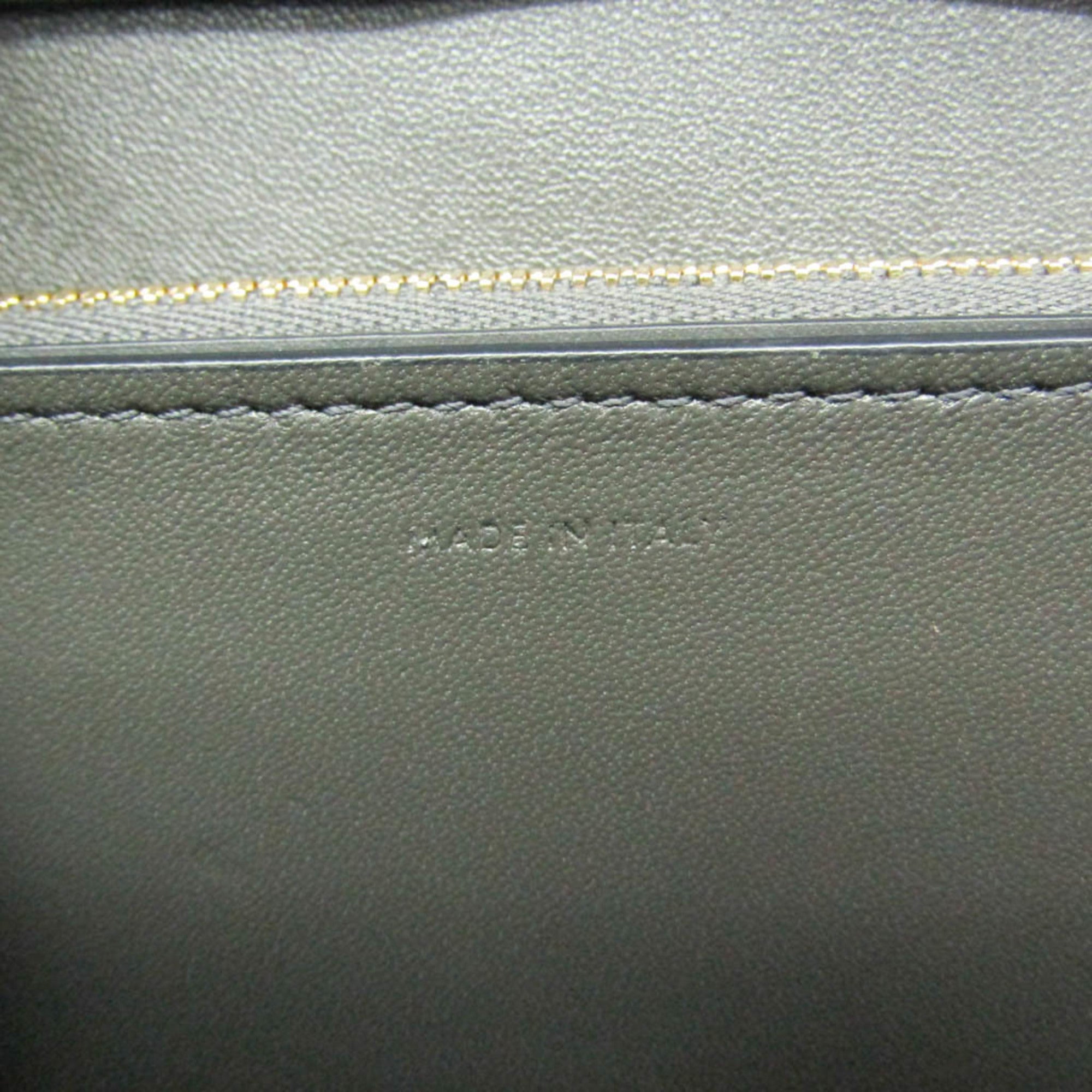 Celine Classic Box Smooth Leather Gray Leather Handbag (Pre-Owned)