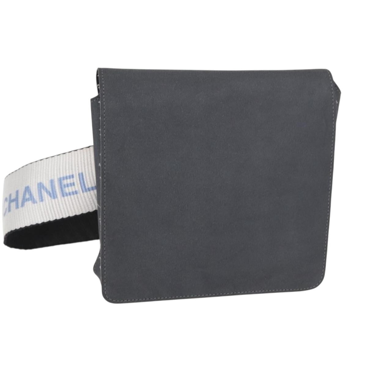 Chanel Sport Line Waist Nylon Gray Nylon Shoulder Bag Bag (Pre-Owned)