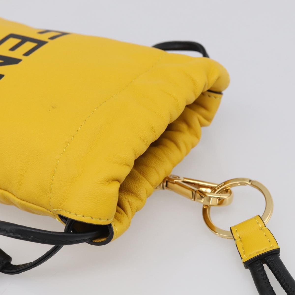 Fendi Logo Drawstring Leather Yellow Leather Handbag (Pre-Owned)
