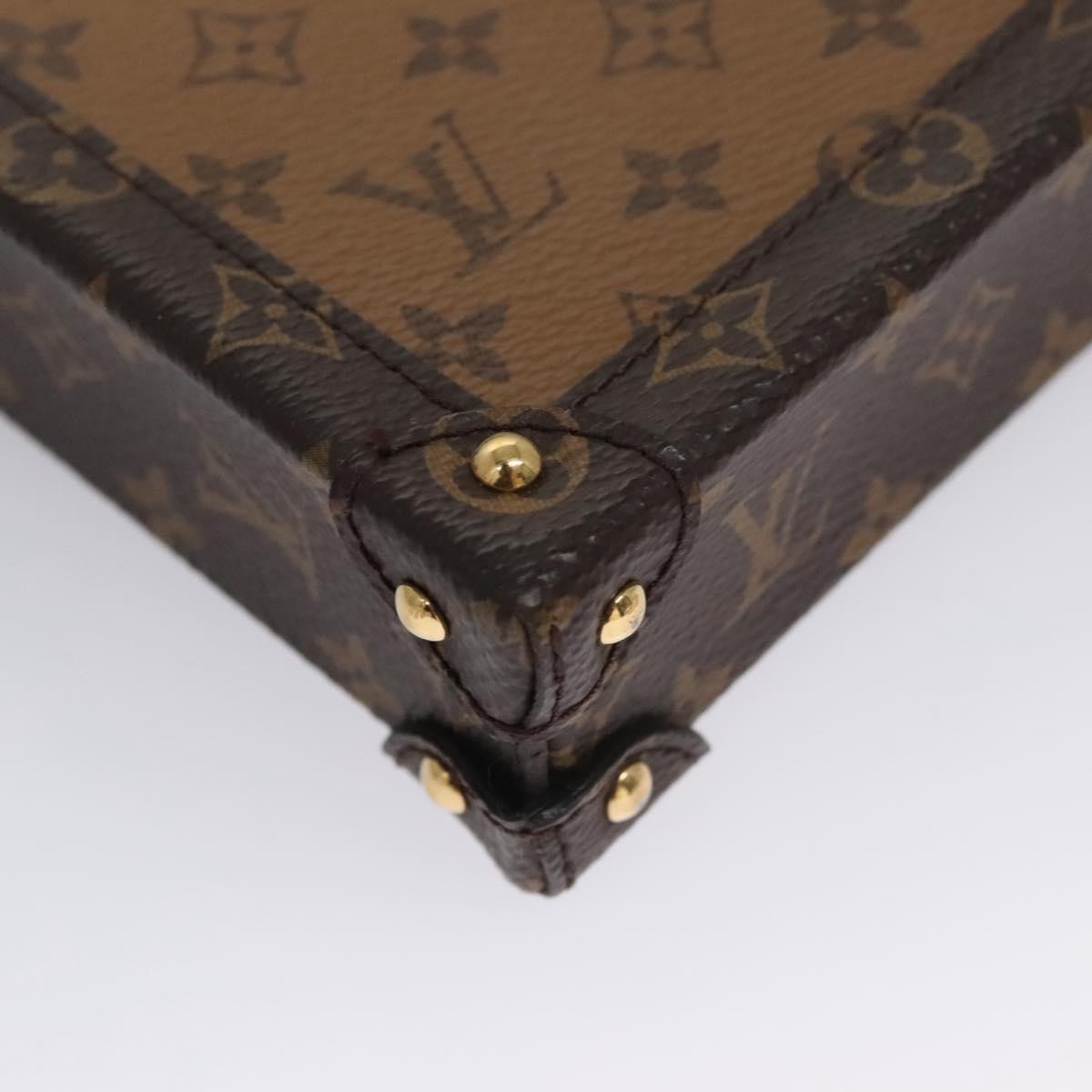 Louis Vuitton Vertical Trunk Pochette Reverse Monogram Canvas Brown Canvas Clutche & Pouche Bag (Pre-Owned)