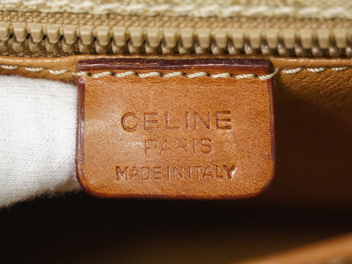 Celine Vintage Macadam Canvas And Leather Beige Canvas Shoulder Bag Bag (Pre-Owned)