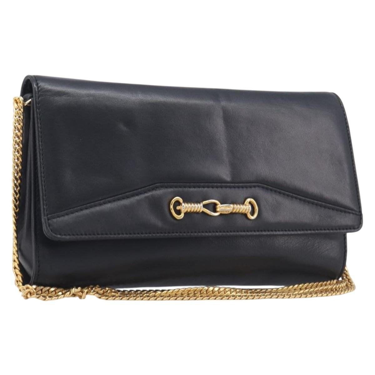 Celine Shoulder Leather Black Leather Shoulder Bag Bag (Pre-Owned)