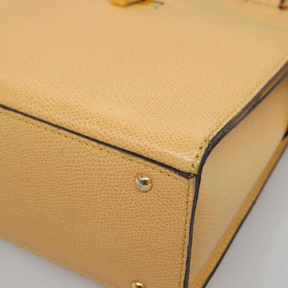 Celine Vintage Turnlock Leather Yellow Leather Handbag (Pre-Owned)