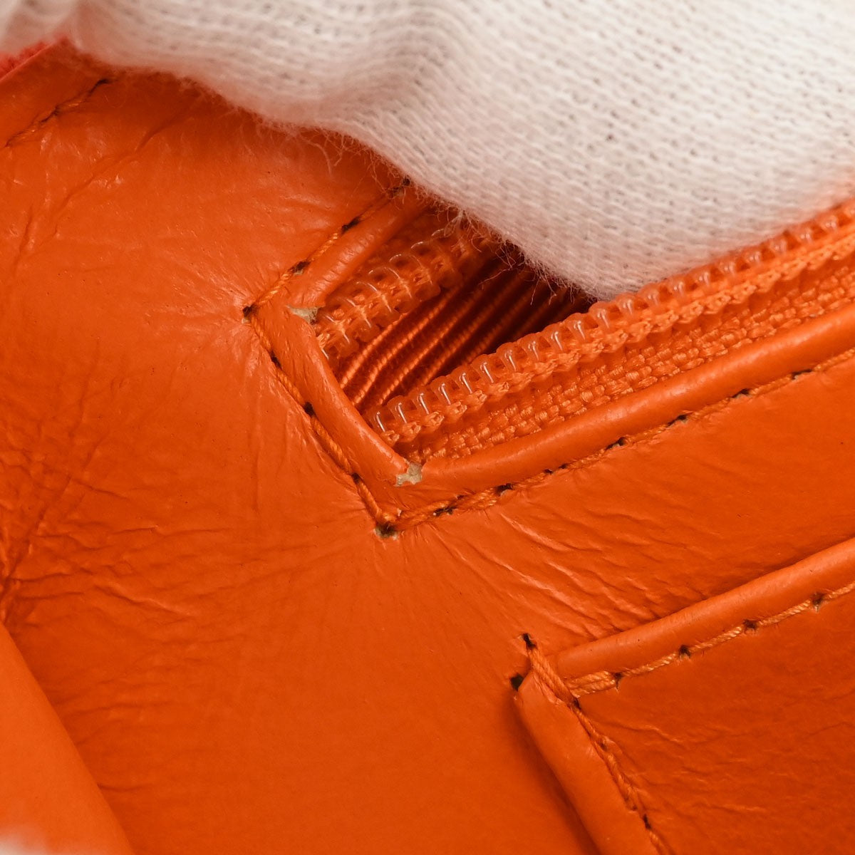 Chanel Shopping Quilted Knit Pluto Glitter Orange Cloth Handbag (Pre-Owned)
