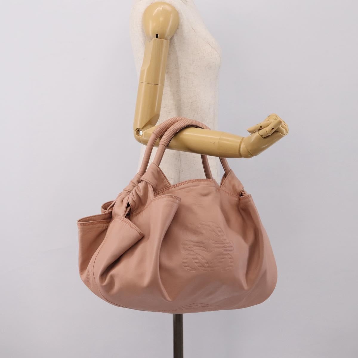 Loewe Anagram Logo Nappa Aire Hand Leather Pink Leather Handbag (Pre-Owned)