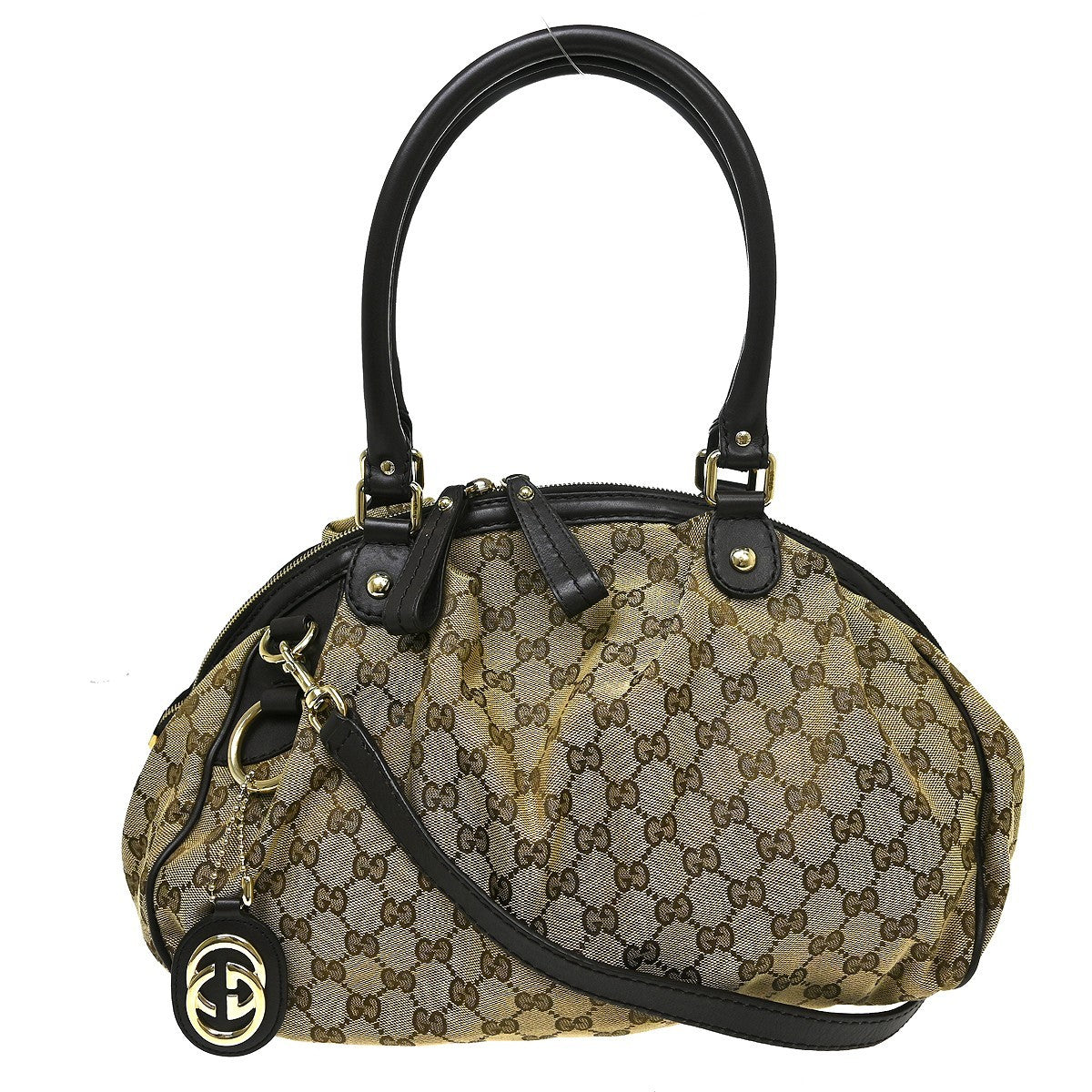 Gucci Sukey Boston Gg Canvas Beige Canvas Handbag (Pre-Owned)