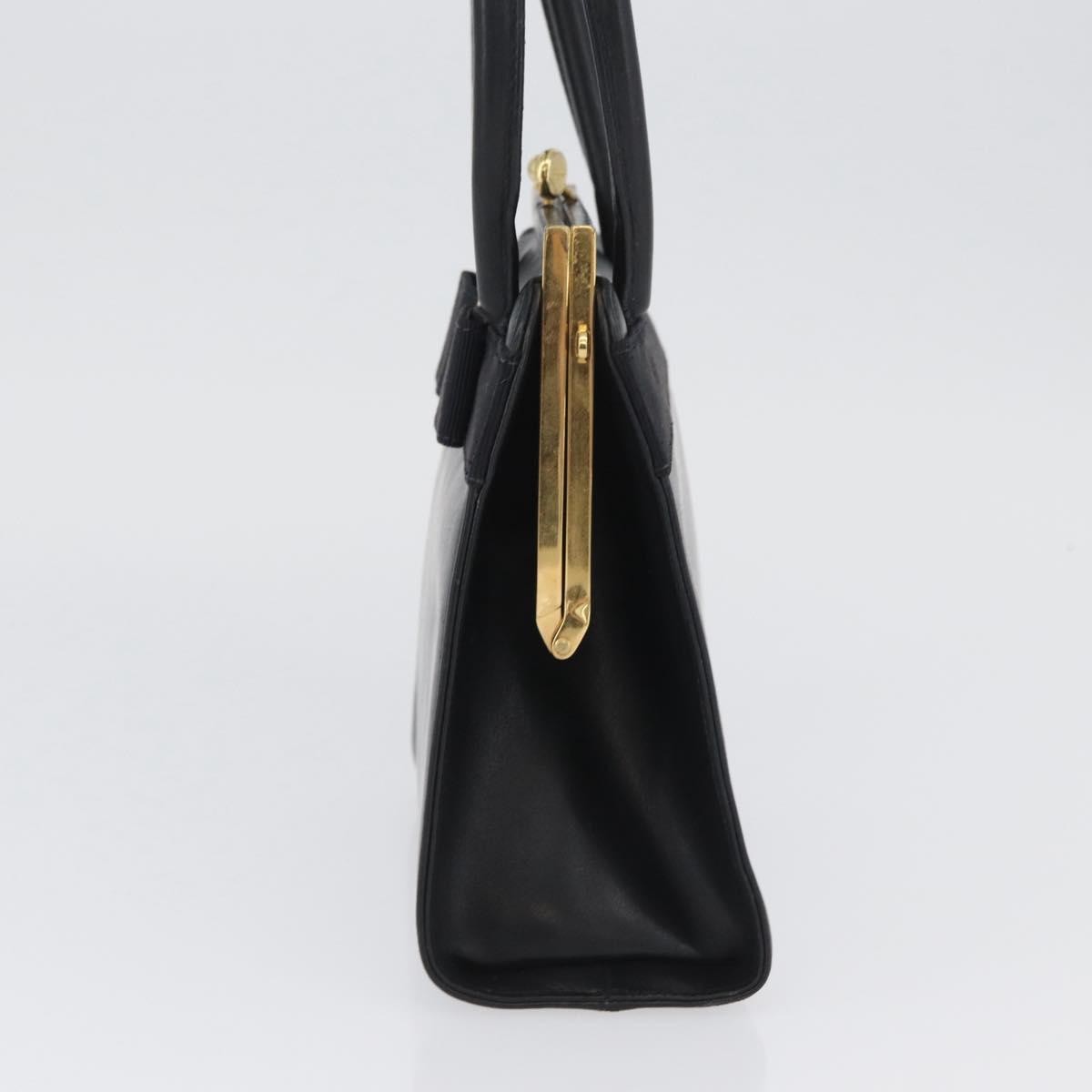 Salvatore Ferragamo Convertible Vara Bow Tote Leather Navy Leather Handbag (Pre-Owned)